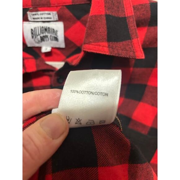 Billionaire Boys Club Buffalo Plaid Red Black Checked Button Up Men's Size Small - Picture 9 of 10